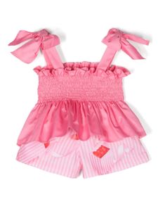 Lapin House ensemble haut-short en coton à rayures - Rose