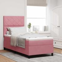 Boxspringbed met matras met hoofdeinde Roze 100 x 200 cm Stof