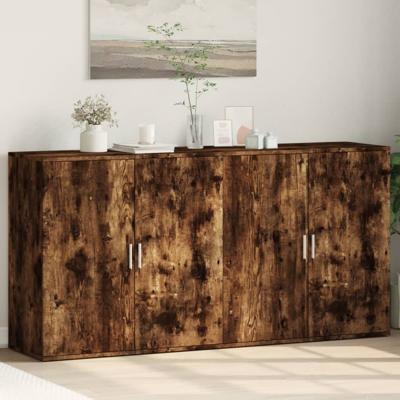 Dressoirs 2 st 79x38x80 cm bewerkt hout gerookt eikenkleurig