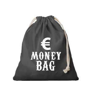 Canvas geldzak Moneybag met euro teken zwart 25 x 30 cm verkleedaccessoires   -