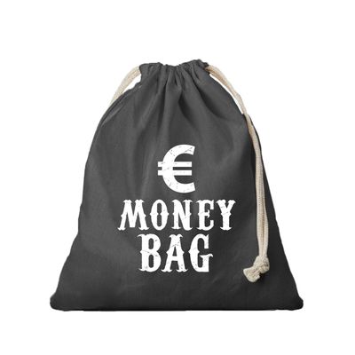 Canvas geldzak Moneybag met euro teken zwart 25 x 30 cm verkleedaccessoires