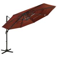 VidaXL Parasol 4-laags met aluminium paal 3x3 m terracottakleurig
