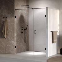 Brauer Void - Nisdeur - 2-Delig - Helder Glas - 150 x 200 cm - Omkeerbaar - met Draaideur 70 cm - Aan Muur - incl. Glascoating - Mat Zwart