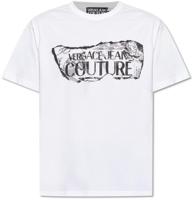 Versace Jeans Couture Logo Magazine T-Shirt Heren Wit - Maat S - Kleur: Wit | Soccerfanshop