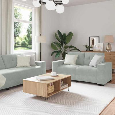 Bankstel met kussen 3 pcs Grijs 221 x 78 x 80 cm Velvet