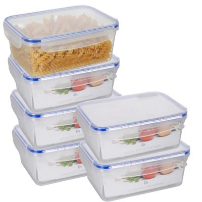 Vershoudbakje - 6x - 2200 ml - transparant - kunststof - 23 x 16 x 9,5 cm - Luchtdicht afgesloten Vershoudbakje - 6x - 2200 ml - transparant - kunststof - 23 x 16 x 9,5 cm - Luchtdicht afgesloten