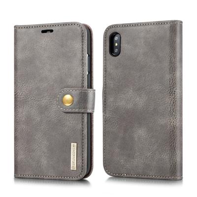 Dg. MING Crazy Horse textuur Flip afneembare magnetische lederen case voor iPhone XS Max met houder & kaartsleuven & portemonnee (grijs)