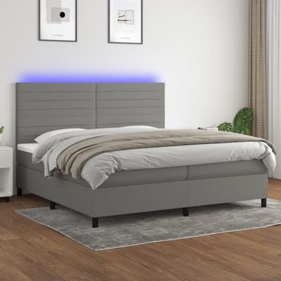 Boxspring met matras en LED stof donkergrijs 200x200 cm