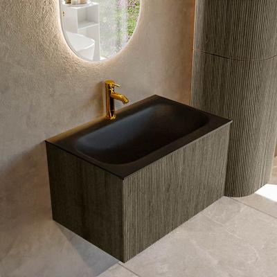 Badmeubel Mondiaz Kurve | 70 cm cm | Meubelkleur Shadow | Wastafelkleur Urban | Solid surface | Wasbak midden spoelbak | 1 kraangat