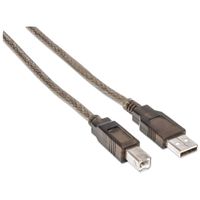 Manhattan USB-kabel USB 2.0 USB-A stekker, USB-B stekker 11.00 m Transparant 510424 - thumbnail