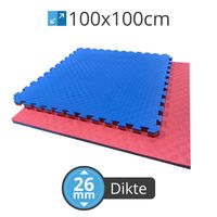 PTessentials Tatami matten 100x100x2,6 cm - Palletprijs - Blauw-Rood PTessentials Tatami matten 100x100x2,6 cm - Palletprijs - Blauw-Rood