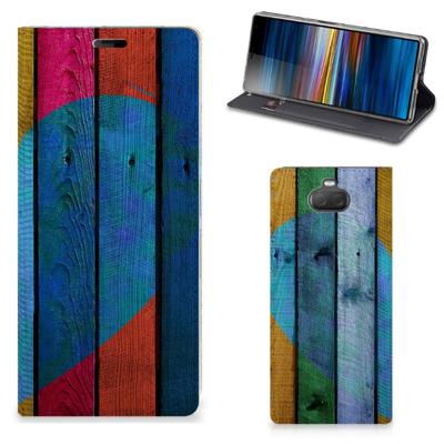 Sony Xperia 10 Plus Book | Wallet Case | Wood Heart - Cadeau voor je Vriend