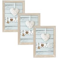 3x stuks houten fotolijst vintage lichte white wash geschikt voor een foto van 20 x 30 cm