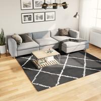 VidaXL Vloerkleed shaggy hoogpolig modern 240x240 cm zwart en crème