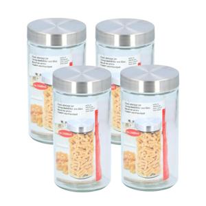 Glazen luxe voorraadpot/voorraadbus 1500 ml - 4x stuks - 1,5 liter - 22 cm - Voorraadbussen