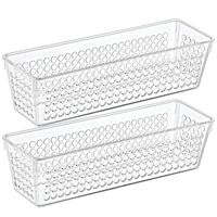 Organizer/opbergmandje - 2x - kunststof - transparant - 0.8L - 23 x 7.5 x 6 cm