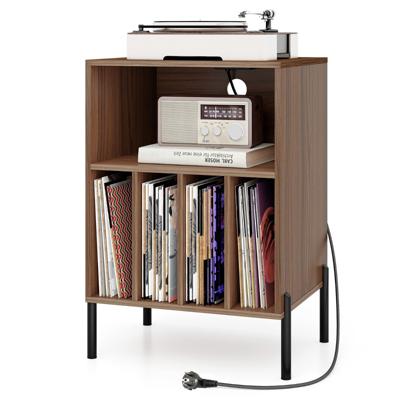 Platen Speler Standaard met Oplaadstation & Rek & 4 Scheidingswanden Vinylplaten Platenspeler Tafel