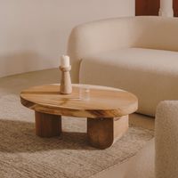 Kave Home Salontafel Mosi Mungurhout, 90 x 60cm - Naturel - Ovaal - thumbnail