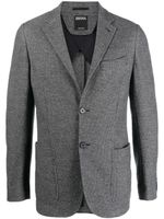 Zegna blazer boutonné à revers crantés - Gris