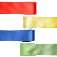 Satijn sierlint pakket Basis kleuren - 4x rollen - 2,5 cm x 25 meter - Hobby/decoratie/knutselen