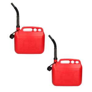 Benson Jerrycan - Set van 2x stuks - rood - met vloeistofindicator - voor brandstof - 10 liter