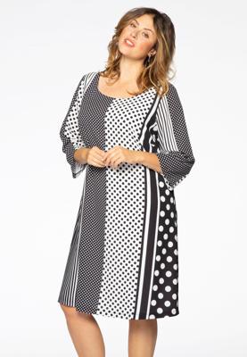 Yoek Jurk STRIPE DOT | Zwart | Maat 50/52