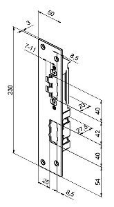 ABLOY LP764 Abloy sluitplaat voor stompe deuren | 230x50x3mm | voor Abloy EL532HS slot | DR 1/3. - 10037892