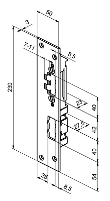 ABLOY LP764 Abloy sluitplaat voor stompe deuren | 230x50x3mm | voor Abloy EL532HS slot | DR 1/3. - 10037892