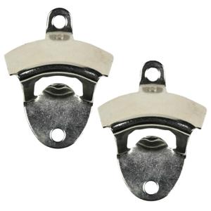 Flessenopener muur - 2x - RVS - 8,5 x 5,5 cm - kroonkrukflessen opener