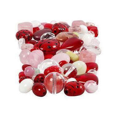 Creativ Company Glazen kralen divers lieveheerstbeestje, hart, blaadjes, 60 gram