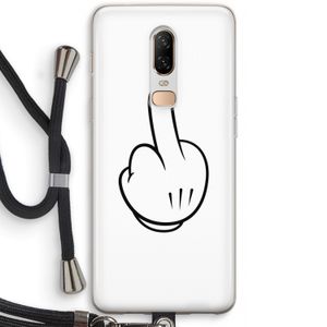 Middle finger white: OnePlus 6 Transparant Hoesje met koord