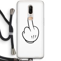 Middle finger white: OnePlus 6 Transparant Hoesje met koord