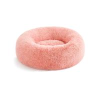 Pluizig hondenbed in de vorm van een donut, Roze