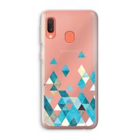 Gekleurde driehoekjes blauw: Samsung Galaxy A20e Transparant Hoesje