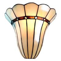 Clayre & Eef Wandlamp Tiffany 28x18x33 cm Beige Ijzer Glas Muurlamp - thumbnail