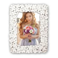 Zep Fotolijstje - witte bloemen - voor foto van 13 x 18 cm - bruiloft / huwelijk fotolijstje