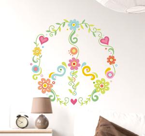 Bloemen muursticker hippie logo