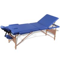 VidaXL Inklapbare massagetafel 3 zones met houten frame (blauw) - thumbnail