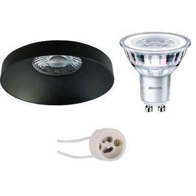 LED Spot Set - Pragmi Vrito Pro - GU10 Fitting - Inbouw Rond - Mat Zwart - Ø82mm - Philips - CorePro 840 36D - 3.5W - Natuurlijk Wit 4000K