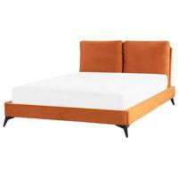 Beliani - MELLE - Tweepersoonsbed - Oranje - 140 x 200 cm - Fluweel