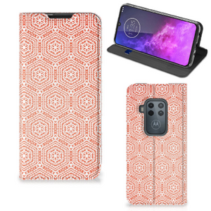 Motorola One Zoom Hoesje met Magneet Pattern Orange