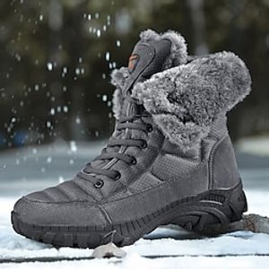 Voor heren Laarzen Snowboots Retro Wandelen Casual Dagelijks Leer waterdicht Warm Korte laarsjes / Enkellaarsjes Leegloper Zwart Grijs Lente Herfst Lightinthebox