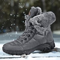 Voor heren Laarzen Snowboots Retro Wandelen Casual Dagelijks Leer waterdicht Warm Korte laarsjes / Enkellaarsjes Leegloper Zwart Grijs Lente Herfst Lightinthebox