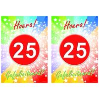Verjaardag deurposter - 2x - 25 jaar - 59 x 42 cm - leeftijd feestartikelen