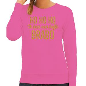 Foute kersttrui/sweater voor dames - Hohoho toffe Brabo - roze - glitter goud