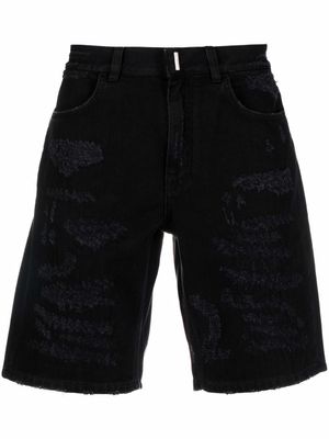 Givenchy short en jean à détails effilochés - Noir