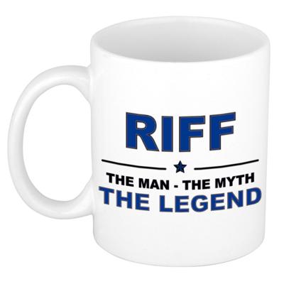 Riff cadeau mok - man myth legend - naam koffiemok / beker - wit en blauw - 300 ml