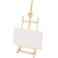 Houten schildersezel 76 cm tafelmodel met 10x A3 canvas doeken 30 x 42 cm - thumbnail