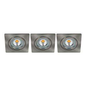 Set 3x Bella LED spot kantelbaar 5Watt vierkant NIKKEL dimbaar - interne driver