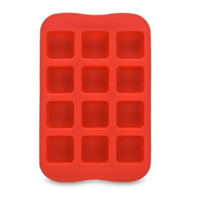 Siliconen chocolade mal lade creatieve geometrie gevormde Ice Cube cake decoratie schimmel vorm: vierkant (rood)